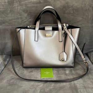 Gray Metallic Kate Spade Nelle Handbag - Great Condition